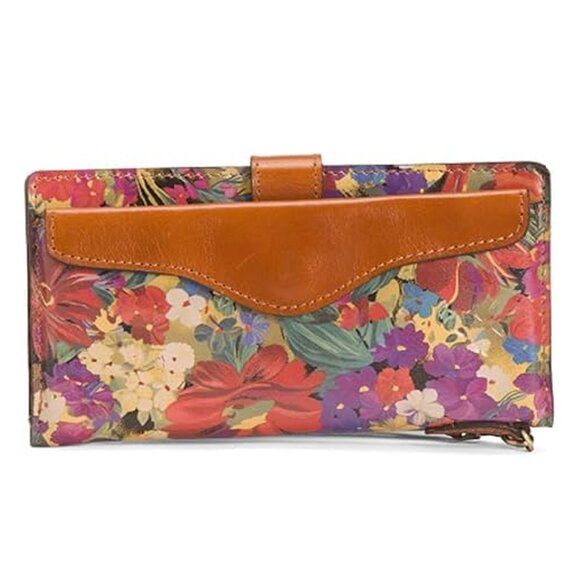 Patricia Nash Citrus Sunrise Leather Valentia Wallet Floral Brown Wristlet NEW - Picture 2 of 9